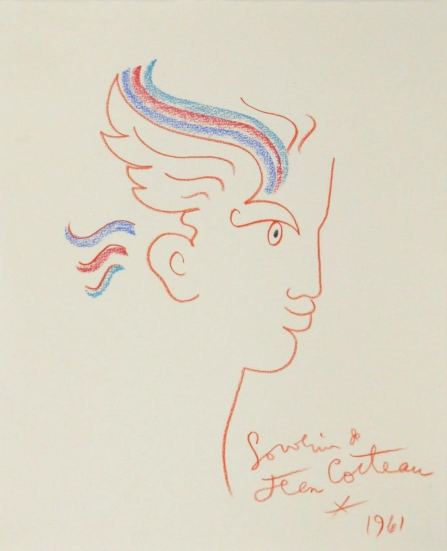 Jean Cocteau (1889-1963) Colored Pencil Drawing (1 of 2)