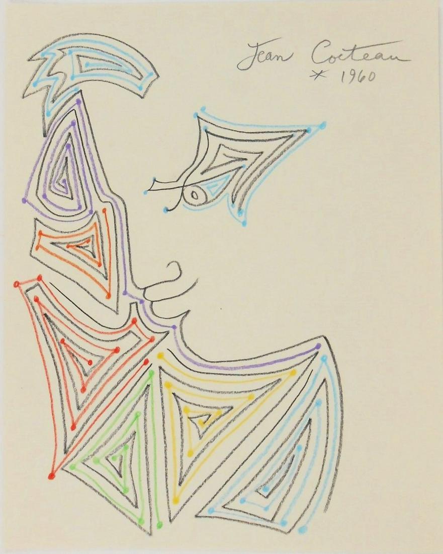 Jean Cocteau (1889-1963) Colored Pencil Drawing (1 of 2)