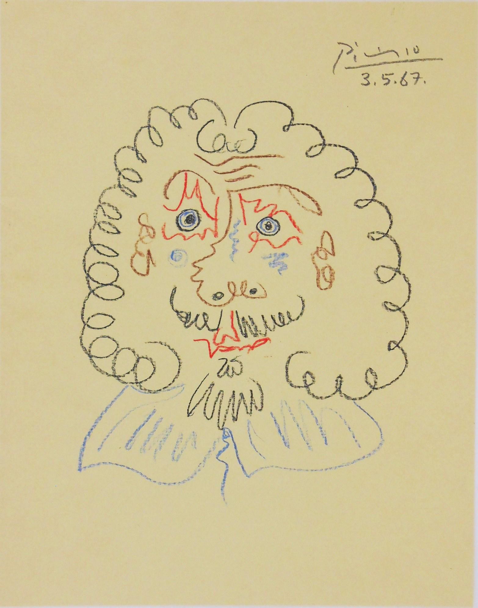 Pablo Picasso (1881-1973) Colored Pencil Drawing (1 of 2)