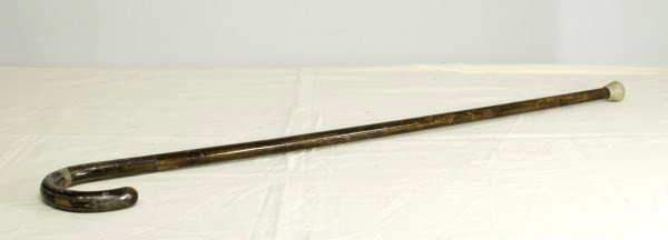 Walking Stick With Carved Horn Handle: Fashioned in the form of an animal's hoof, circa 19th century. Very good condition. Length 33 inches.