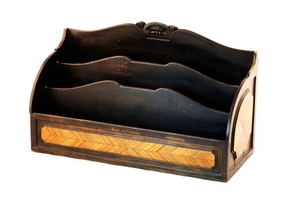 Chippendale Letter Box: Very fine walnut Chippendale letter box, having raised inlaid panels. Probably circa early 19th century. Signed on the underneath, in another hand, "Thomas Chippendale," and dated 1772. Very good cond