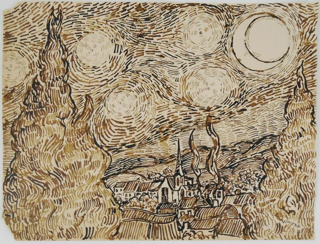 Vincent Van Gogh (1853-1890) Pen & Ink Drawing (1 of 2)