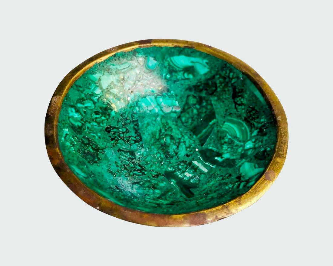 Chinese Malachite Rice Dish, 20th Century (1 of 2)