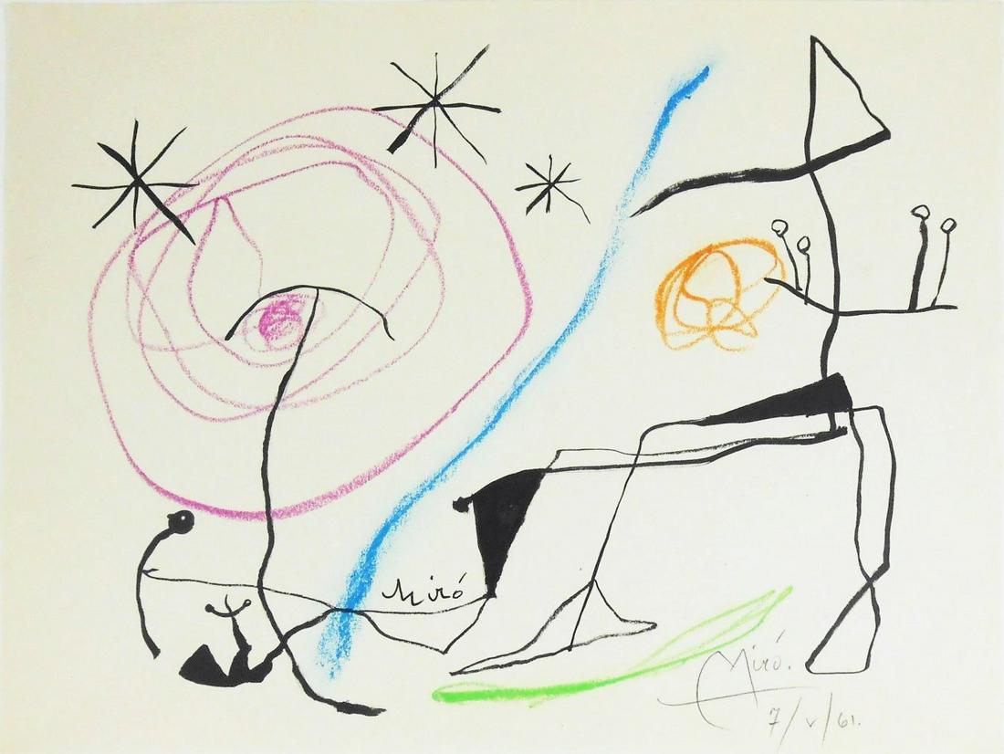 Joan Miro (1893-1983) Mixed Media Drawing (1 of 2)