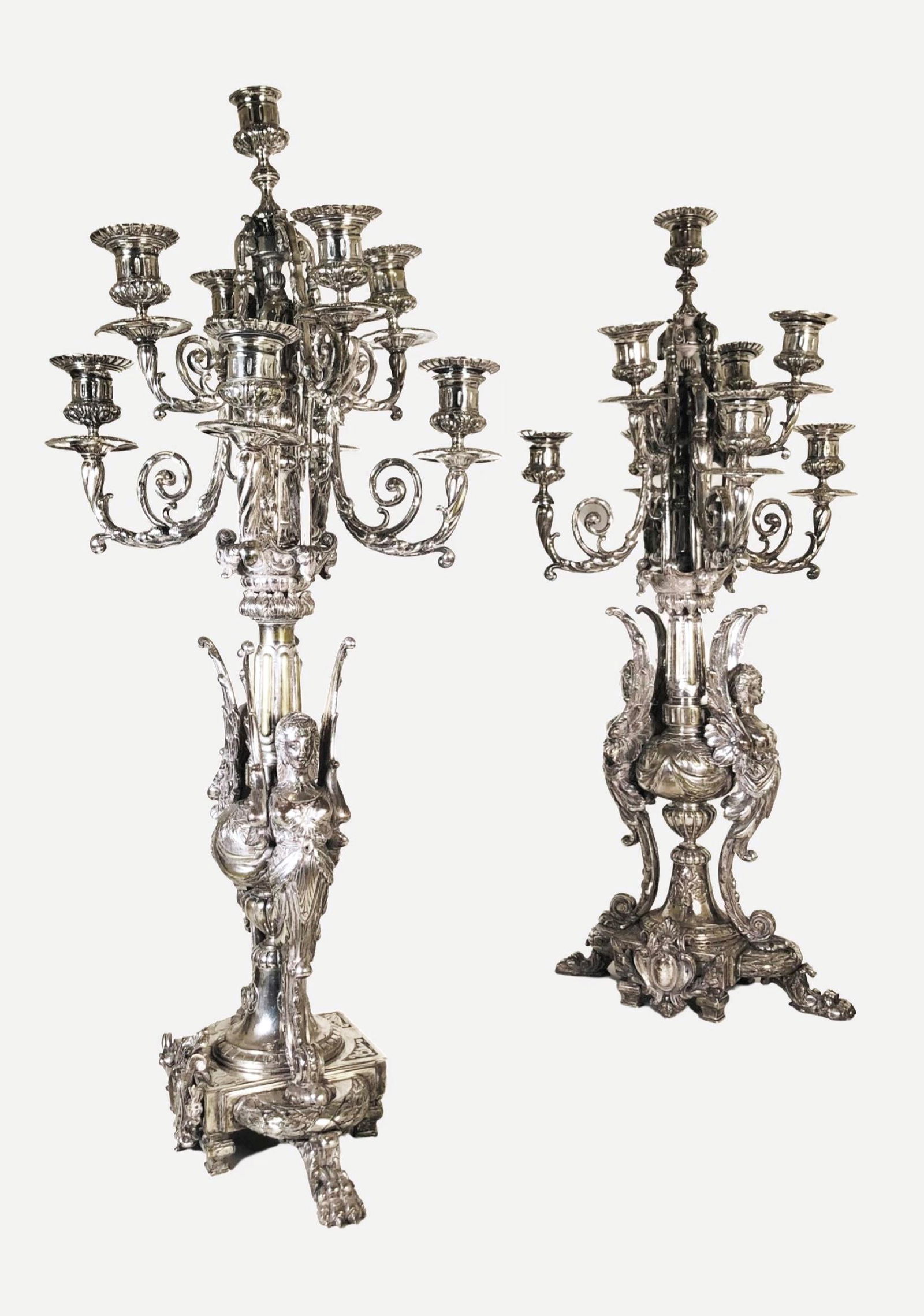 Pair Of Silvered Bronze Candelabra (1 of 5)