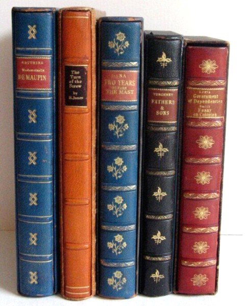 Lot Of Five Books: Government of Dependencies by Sir George Cornewall Lewis, M. Walter Dunne, Publisher "Fathers & Sons" by Ivan Turgenev, The Heritage Press, New York "Two Years Before the Mast" by Richard H. Dana, Jr.