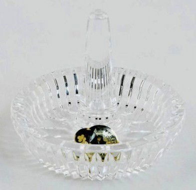 Waterford Cut Crystal Ring Holder: Made in Ireland, with original Waterford foil stamp. 3 x 2 7/8 inches. Very good condition.