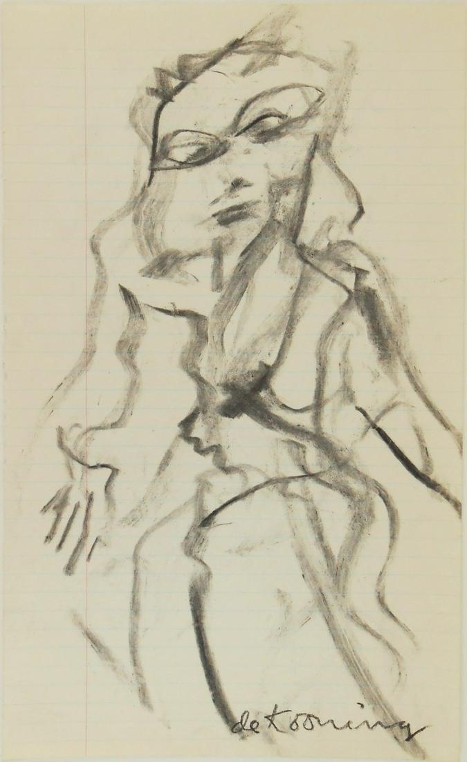 Willem De Kooning (1904-1997) Charcoal Drawing (1 of 2)