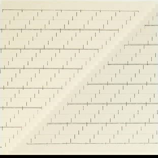 Agnes Martin* (1912-2004) Ink & Pencil Drawing: Ink and pencil drawing on fine laid paper, untitled geometric grid design, pencil signed (Agnes Martin*, 1912-2004). 8 x 8 inches. Very good condition, having no apparent damage or repairs. Removed fr