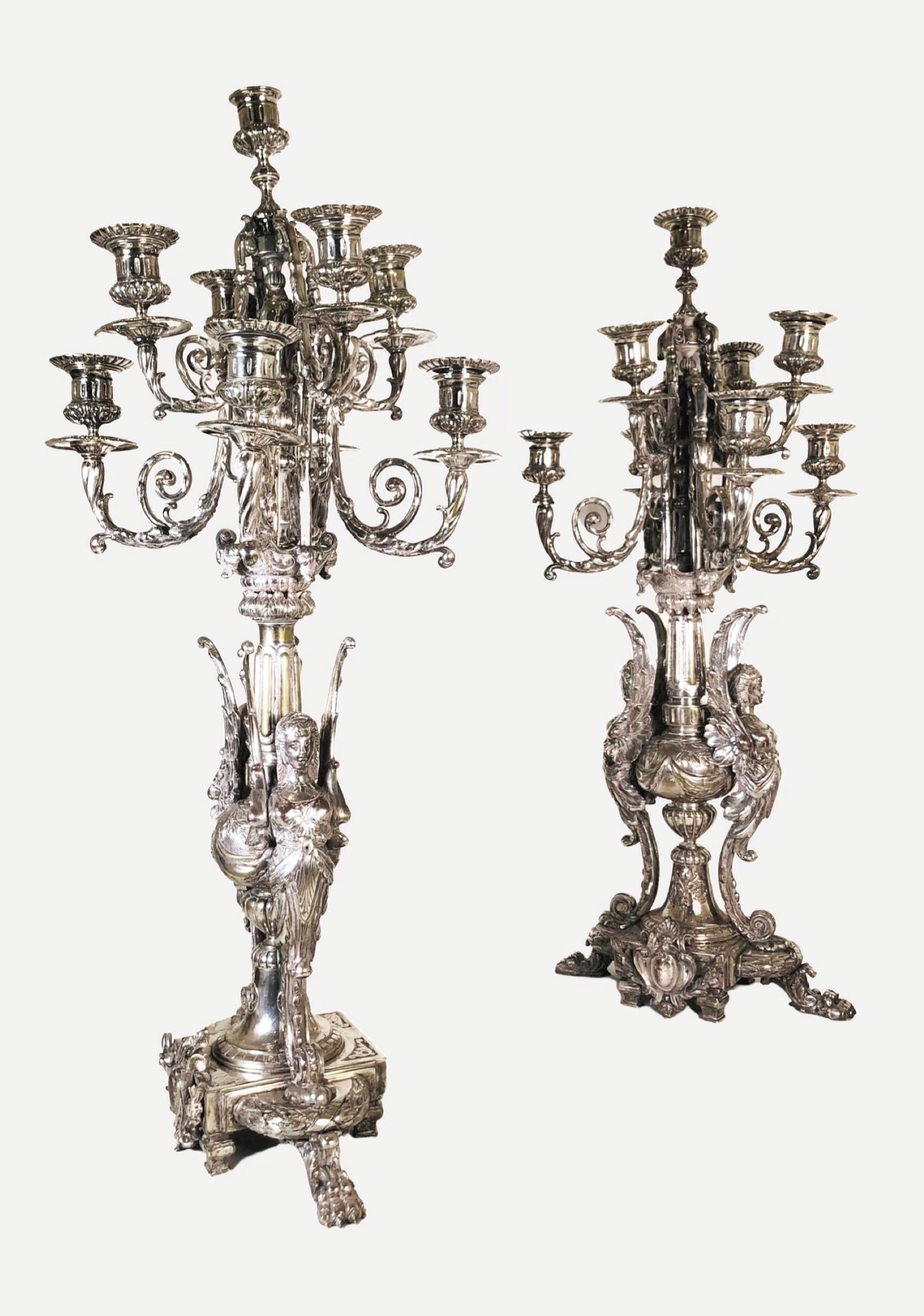 Pair Of Silvered Bronze Candelabra (1 of 5)