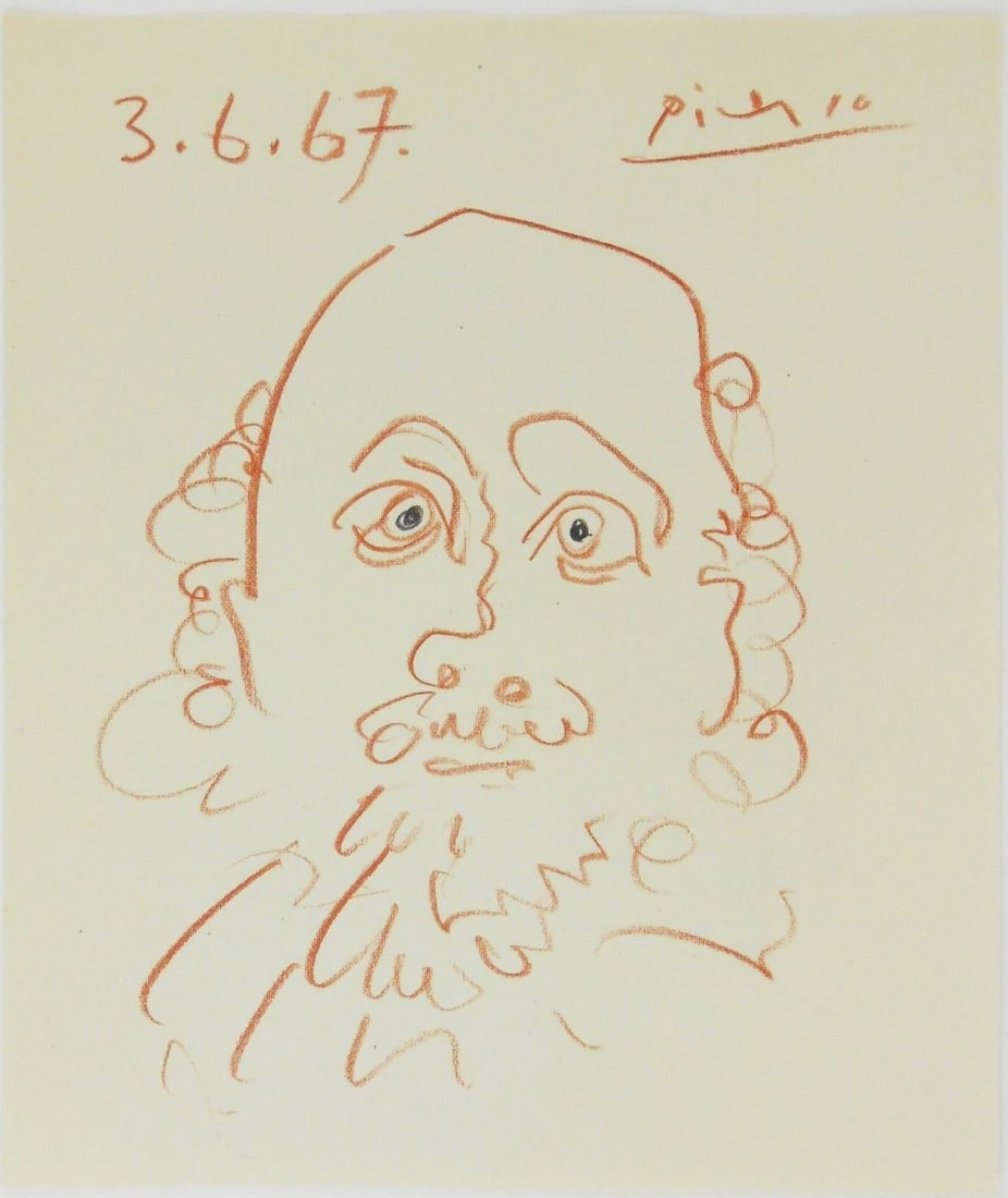 Pablo Picasso* (1881-1973) Colored Pencil Drawing (Unconfirmed. See Disclaimer) (1 of 2)