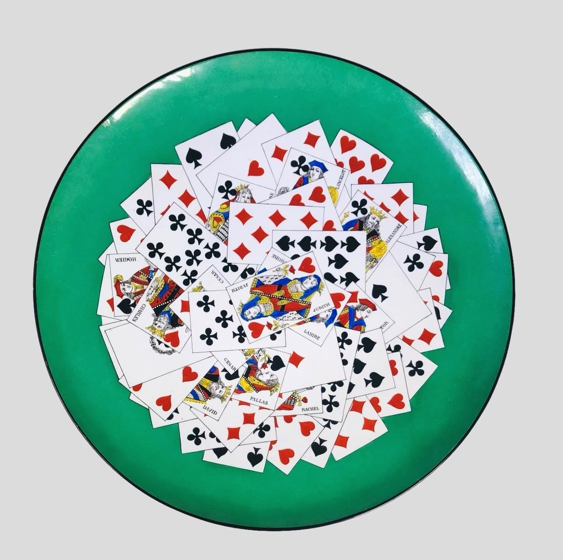 Porcelain Playing Card Plate: Porcelain playing card plate, by Bernardaud (B & Cie), France, circa early 20th century. Dia. 15 3/4 inches. Excellent condition.