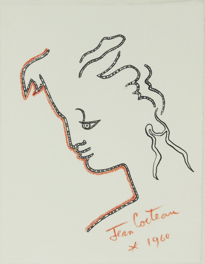 Jean Cocteau* (1889-1963) Ink & Chalk Drawing (1 of 2)