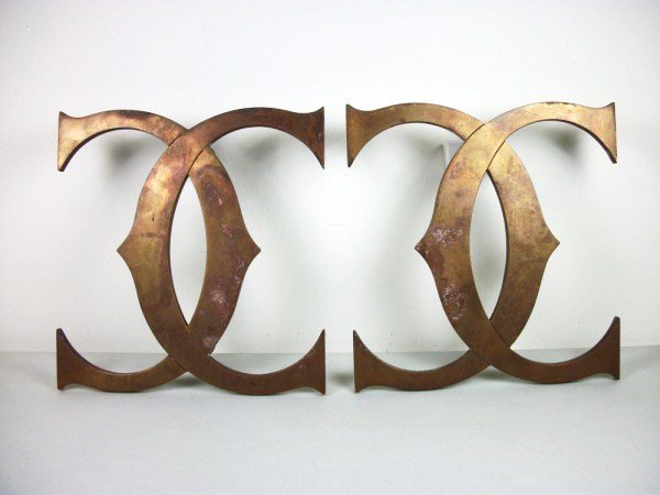 Cartier Bronze Door Pulls, Circa 1940: Wonderful pair of vintage Cartier bronze door pulls, Paris, circa 1940. 11 x 11 1/2 inches.