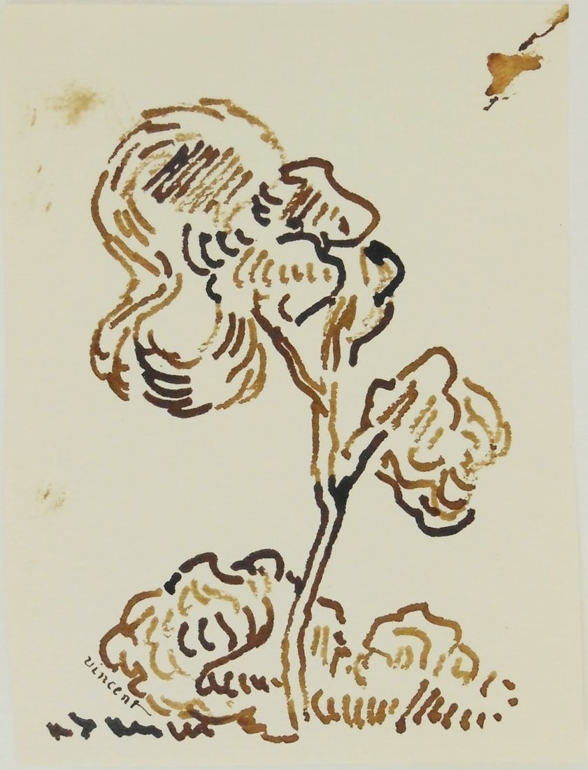 Vincent Van Gogh* (1853-1890) Ink Sketch (See Disclaimer) (1 of 2)