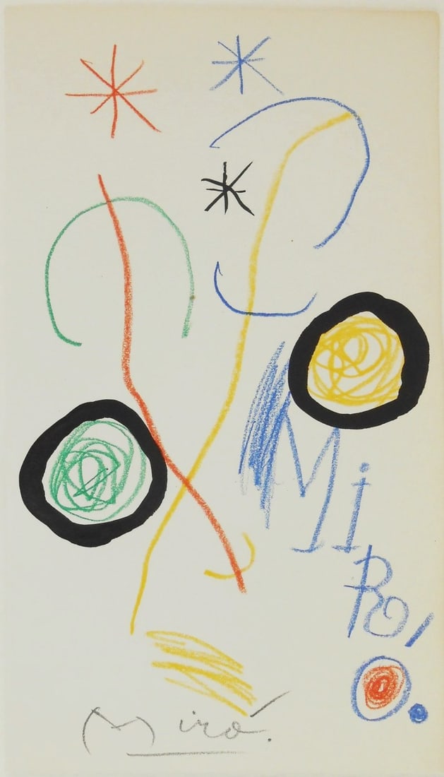 Joan Miro* (1893-1983) Mixed Media Drawing (1 of 2)