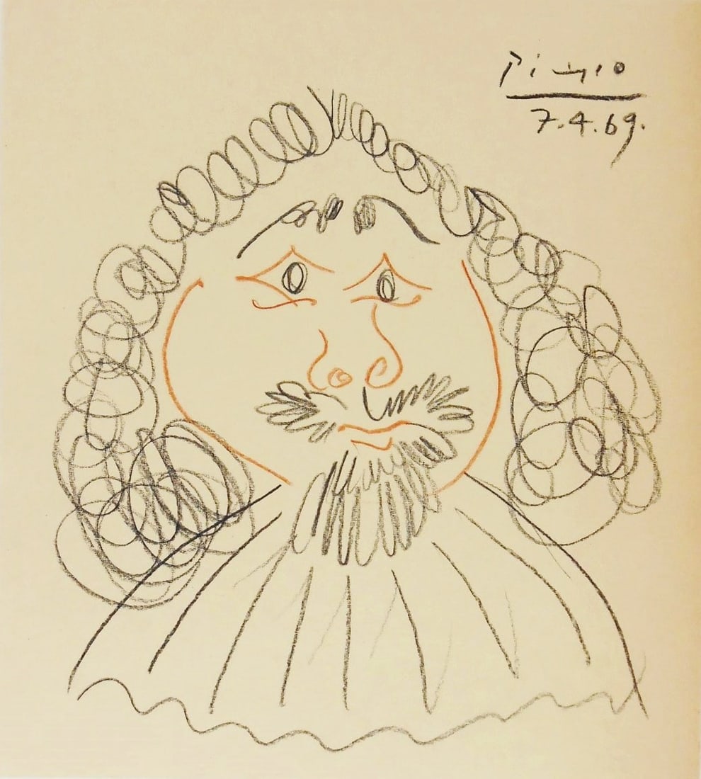 Pablo Picasso* (1881-1973) Colored Pencil Drawing (See Disclaimer) (1 of 2)