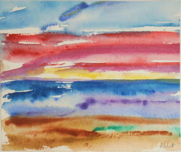Mary Abbott (1921-2019) Watercolor: Watercolor by Mary Abbott (1921-2019), untitled abstract, pencil signed. 8 3/4 x 10 1/2 inches. Very good condition, having no apparent damage or repairs. Sold unframed. Provenance: Acquired directly