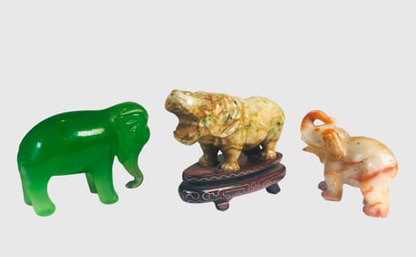 Group Of Three Carved Animal Figures