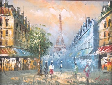 Oil Painting, Parisian Street Scene