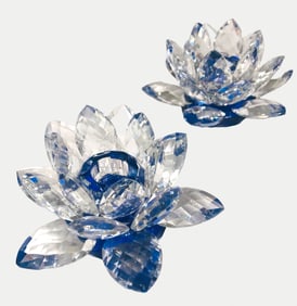 Cobalt & Clear Crystal Candle Holders