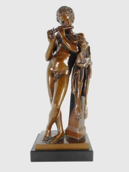 Bronze, Jason & The Golden Fleece: Exceptional bronze figure of Jason and the golden fleece, mounted on a marble base. Barbedienne Foundry marks. Probably circa 1880-1920. H. 10 3/4 inches (including base).