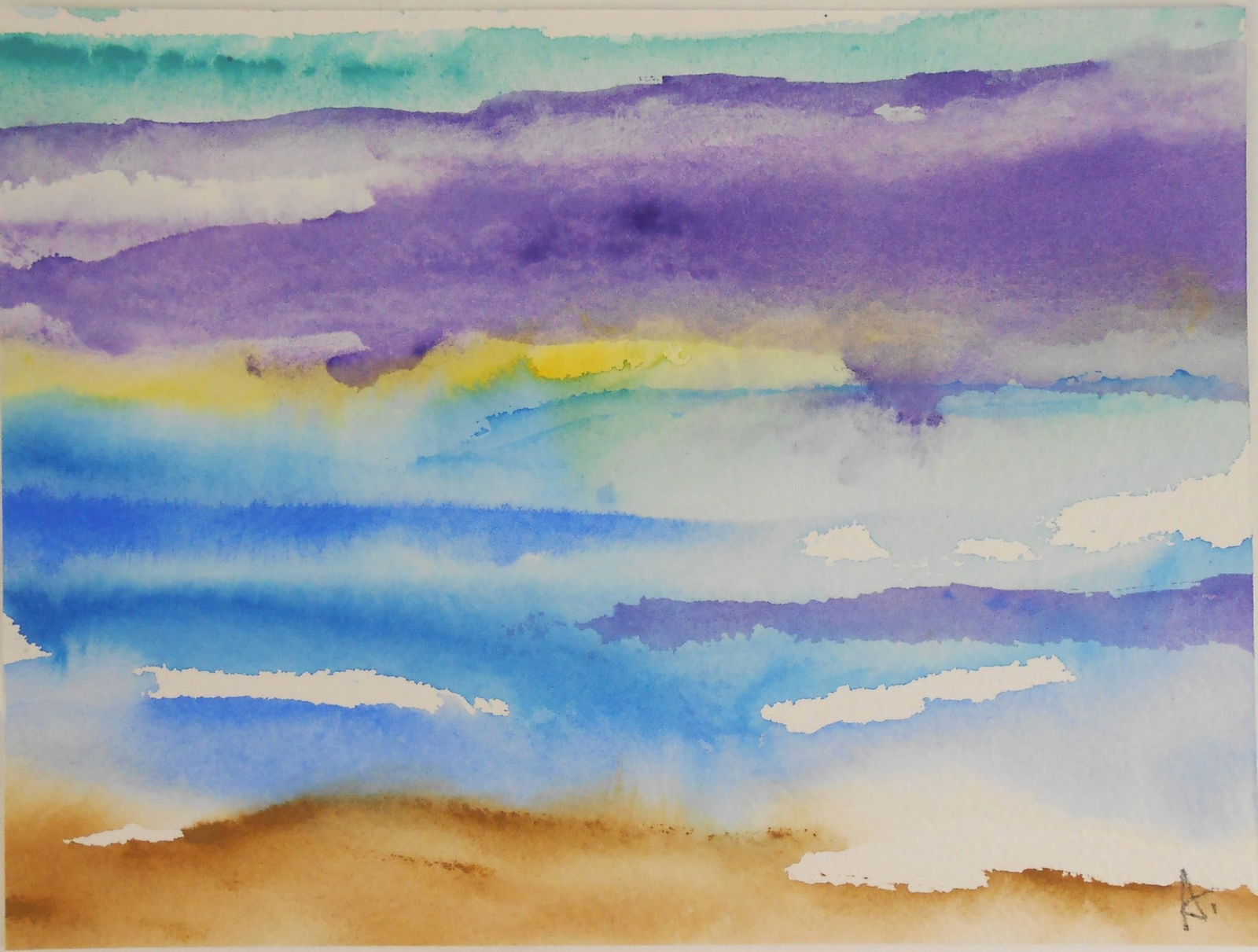 Mary Abbott (1921-2019) Watercolor: Watercolor by Mary Abbott (1921-2019) on heavy weight wove paper, untitled abstract, pencil signed with the artist's initial. 8 1/8 x 10 7/8 inches. Very good condition, having no apparent damage or r