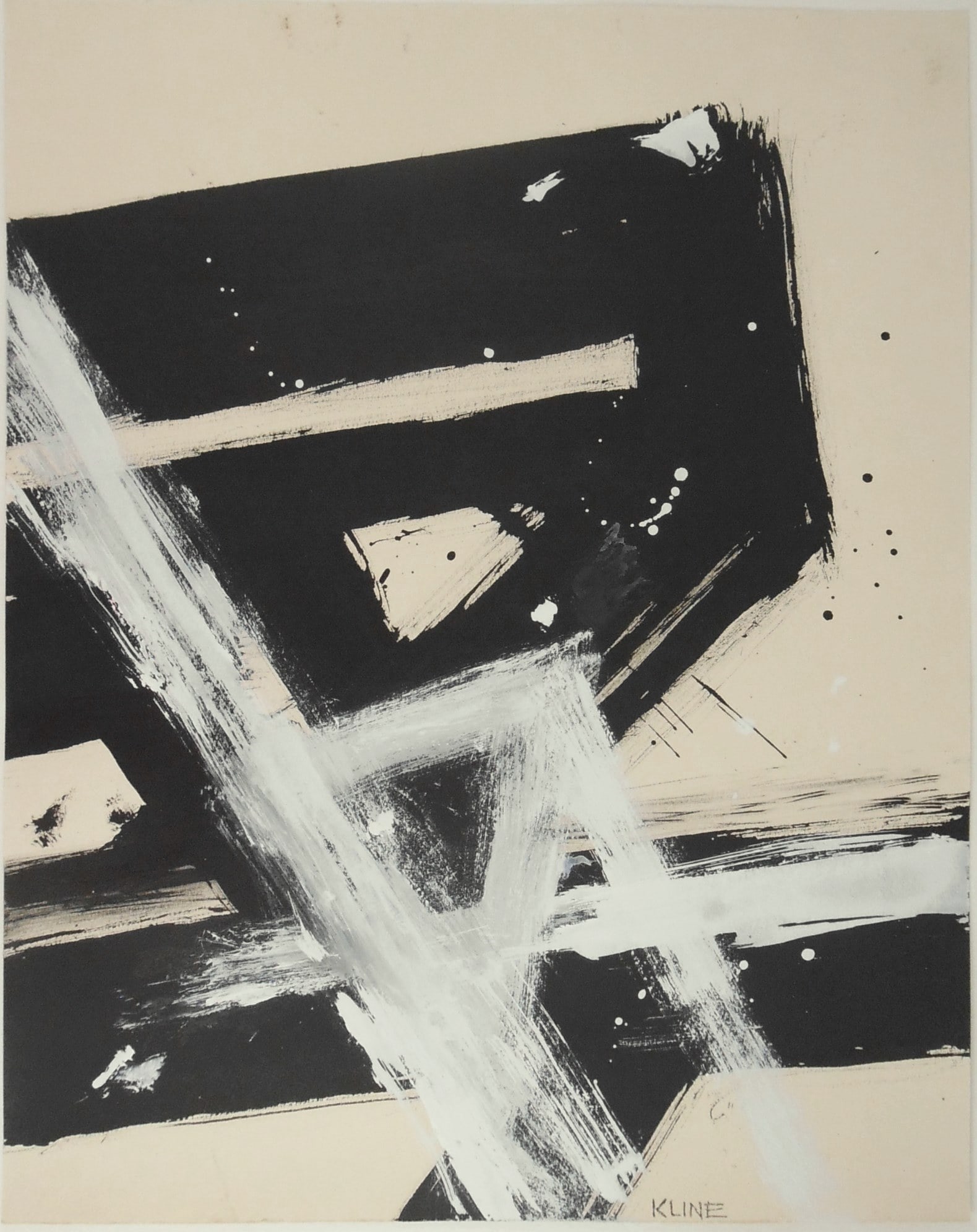 Franz Kline (1910-1962) Ink Abstract: Black ink drawing with white gouache on wove paper, untitled abstract, signed (Franz Kline*, 1910-1962). Few minor spots, stains, foxing, consistent with age, otherwise very good condition. 13 1/2 x 1