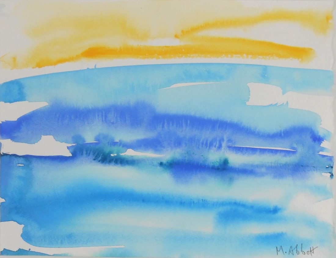 Mary Abbott (1921-2019) Watercolor (See Guarantee): Watercolor by Mary Abbott (1921-2019) on wove paper, untitled abstract, pencil signed. 8 1/2 x 11 1/8 inches. Very good condition, having no apparent damage or repairs. Sold unframed. Provenance: Acqu