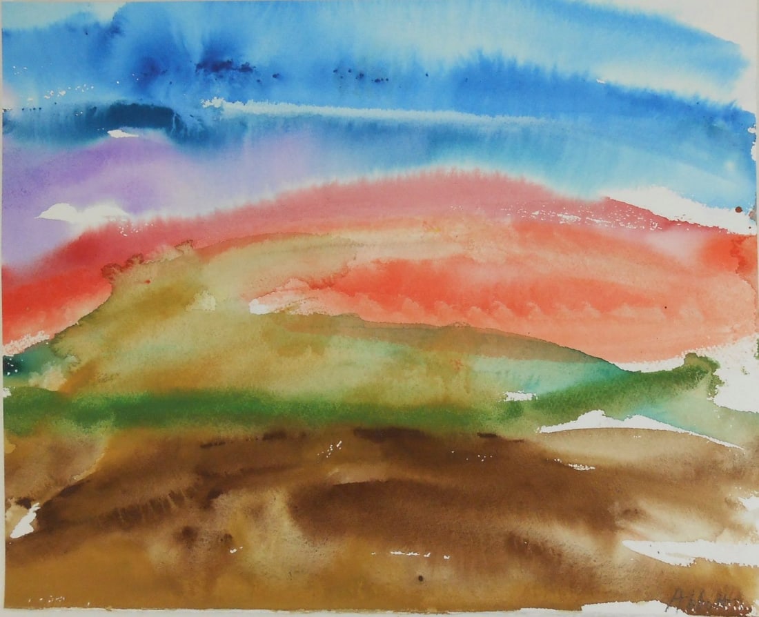 Mary Abbott (1921-2019) Watercolor (See Guarantee): Watercolor by Mary Abbott (1921-2019) on heavy weight wove paper, untitled abstract, pencil signed. 12 1/4 x 15 inches. Very good condition, having no apparent damage or repairs. Sold unframed. Proven