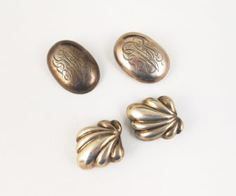 Two Pairs Of Sterling Silver Earclips