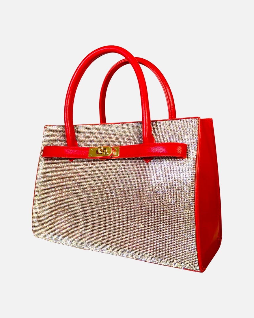 Timmy Woods Crystal-Beaded Purse: Special edition crystal-beaded designer purse by Timmy Woods, Beverly Hills. L. 11 1/2 inches H. 12 inches (with handle). Like new condition.