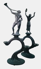 Benno Elkan (1877-1960) Bronze Candle Holders