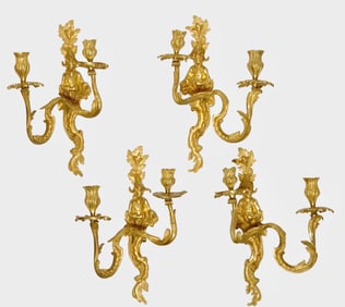 Louis XV-Style Chinoiserie Wall Sconces, Ca. 1850