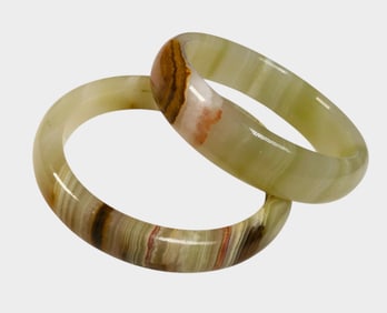 Two Chinese Hardstone (Onyx) Bangle Bracelets