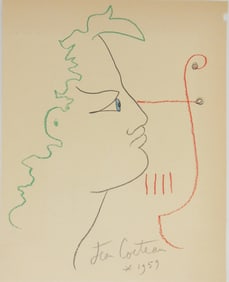 Jean Cocteau* (1889-1963) Colored Pencil (See Guarantee & Disclaimer)