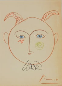 Pablo Picasso* (1881-1973) Colored Pencil Drawing (See Guarantee & Disclaimer)