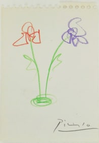 Pablo Picasso* (1881-1973) Color Pencil Drawing (See Guarantee  & Disclaimer)