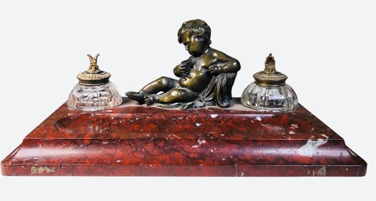 19th Century French Marble Inkwell