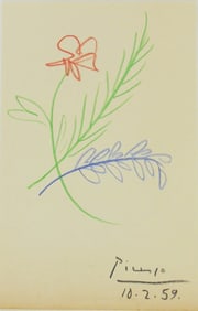 Pablo Picasso* (1881-1973) Color Pencil Drawing (See Guarantee  & Disclaimer)