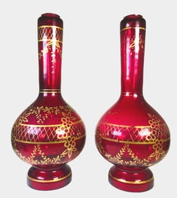 Antique Ruby Glass Lamp Bases