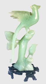 Chinese Carved Jade Tree With Perching Birds