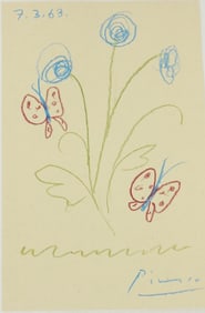 Pablo Picasso* (1881-1973) Color Pencil Drawing (See Guarantee  & Disclaimer)