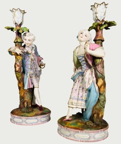 Pair Of Bisque Candlesticks