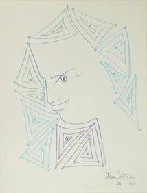 Jean Cocteau* (1889-1963) Colored Pencil Drawing (See Guarantee & Disclaimer)