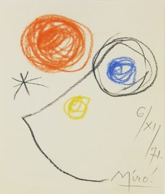Joan Miro* (1893-1983) Crayon Drawing (See Guarantee & Disclaimer)