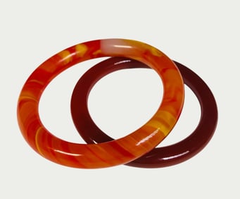 Two Chinese Jadeite Bangle Bracelets