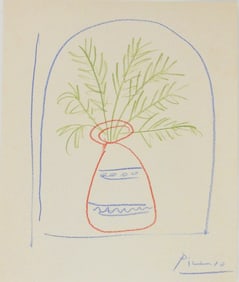 Pablo Picasso* (1881-1973) Color Pencil Drawing (See Guarantee  & Disclaimer)