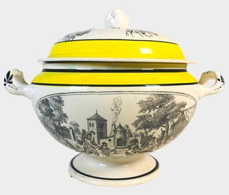 Transfer Printed Creil Ware Tureen, 19th C