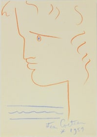 Jean Cocteau* (1889-1963) Colored Pencil Drawing (See Guarantee & Disclaimer)